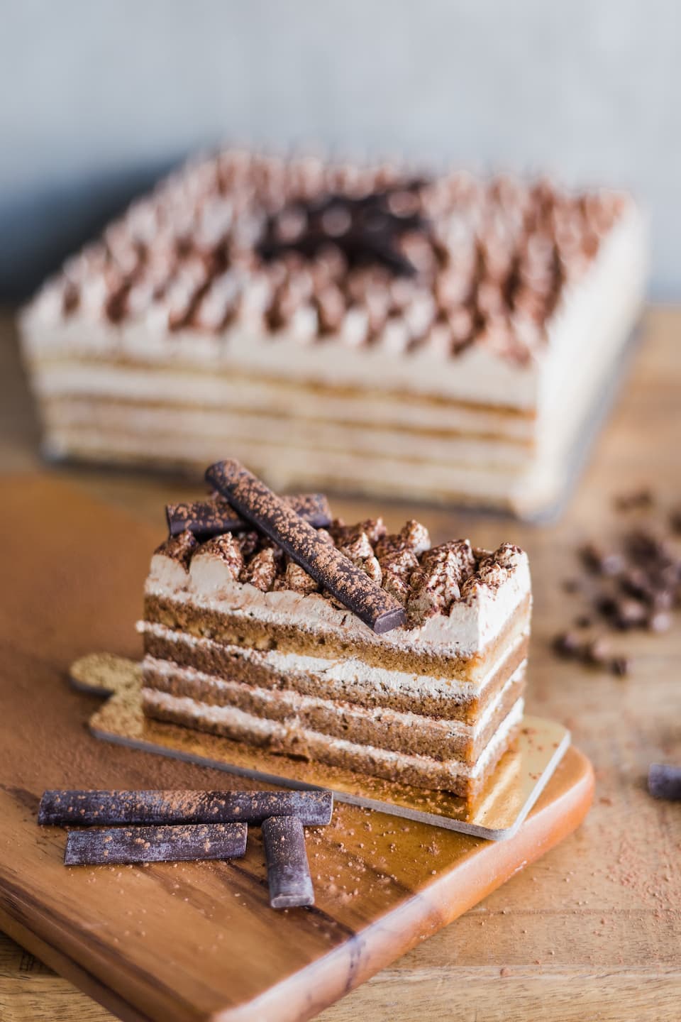 a slice of tiramisu on a plate